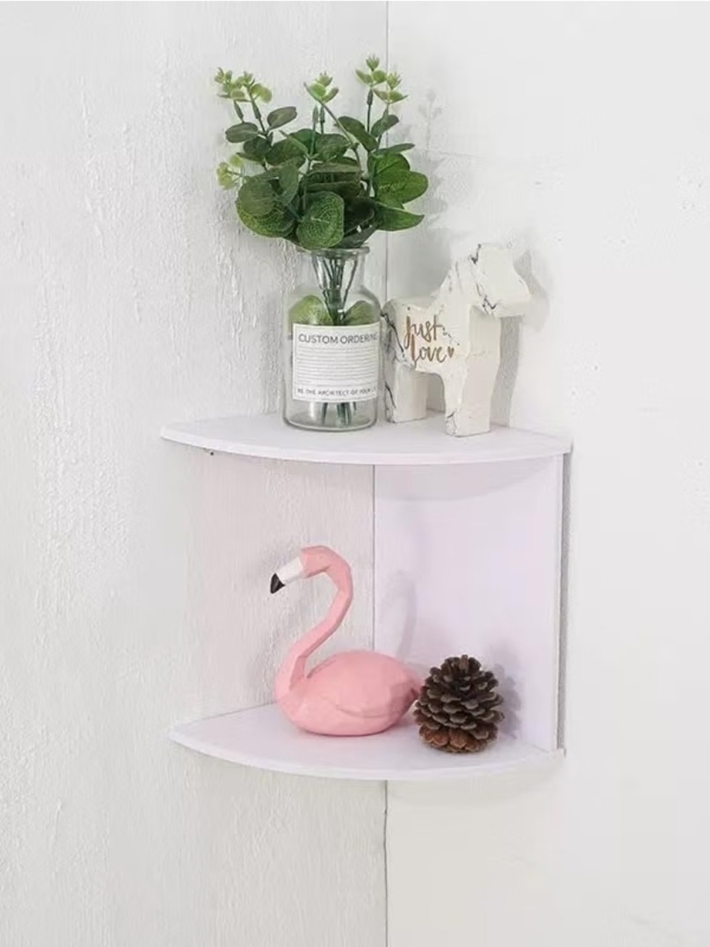 Set of 2 White Wall Mounted No-Drill Corner Shelves | NEW | NEW IN BOX |